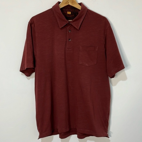 Tailor Vintage Men's XL Polo Shirt Short Sleeves Brick Red Maroon - Picture 2 of 13